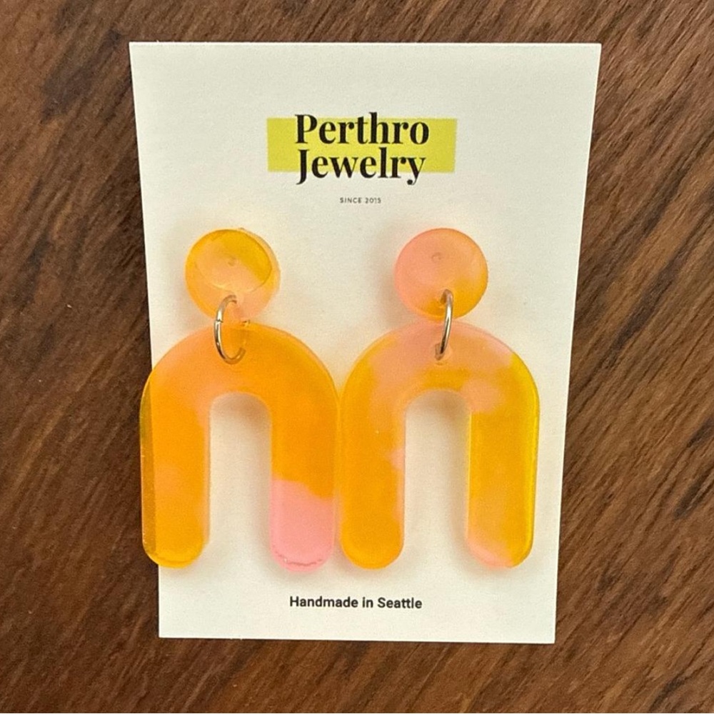 Handmade Orange Resin Earrings